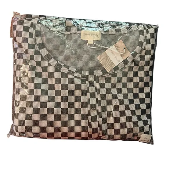 French Connection Monochrome Checkered Tee - Picture 4 of 4